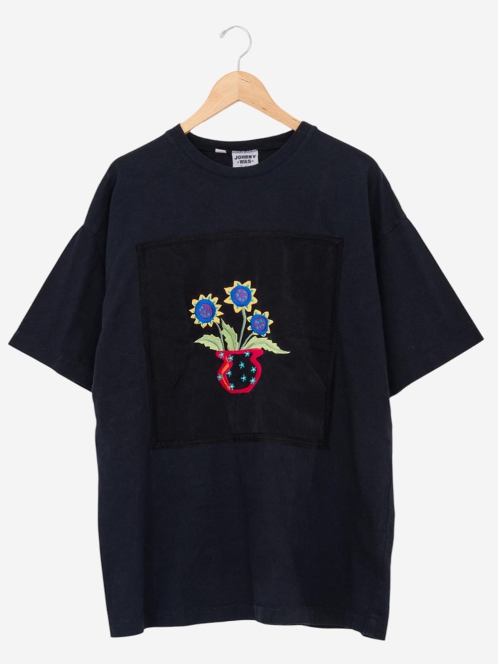 vintage 90s black johnny was flower pot single stitch oversized t-shirt